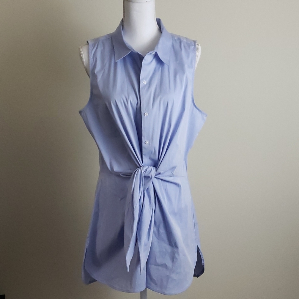 CALVIN KLEIN TIE-FRONT SLEEVELESS BLOUSE